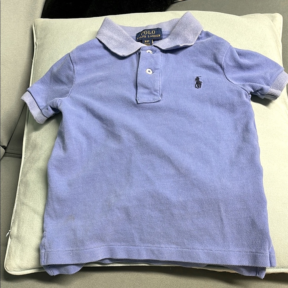 POLO BY RALPH LAUREN BLUE TWO TONE SHORT SLEEVE COTTON LOGO POLO SHIRT 3T